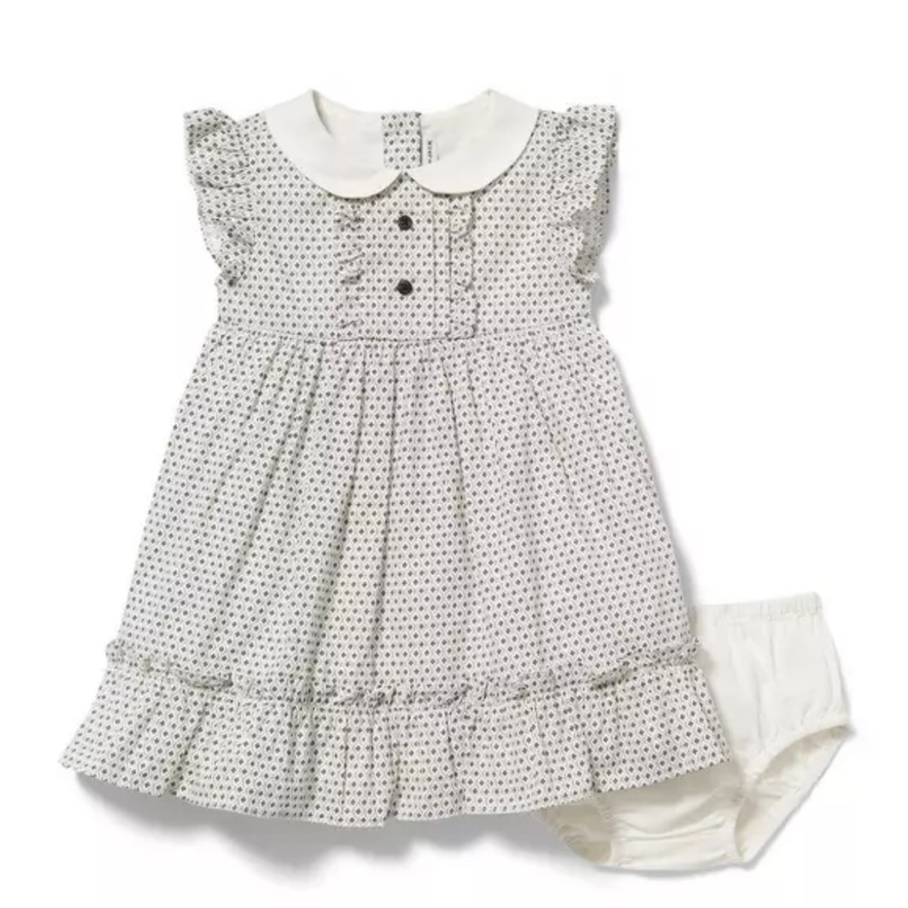 Janie and jack mini collared floral dress - black and white